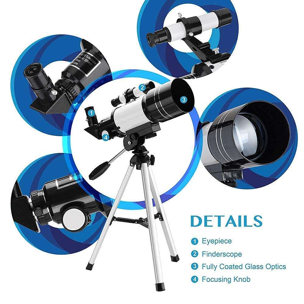 HAGNZHE Telescope, Astronomical Refractor Telescope with Smartphone Mount and an Tripod 15-140X Reflector Telescope Ideal Telescope for Beginners to Observe Moon Planet 6