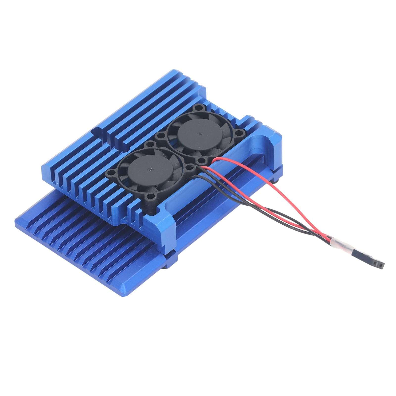 4B Cooling Fan Metal Shell Aluminum Alloy Case with Heatsink Cooling Fan for Pi4 Motherboard (Blue) 6