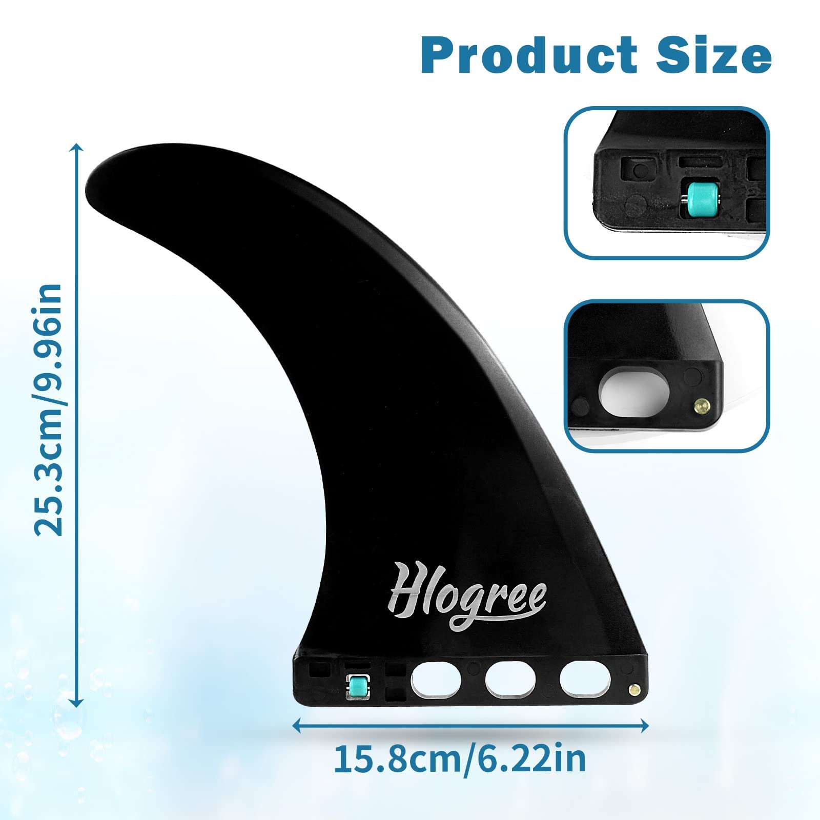 HLOGREE 9'' SUP Fin,9 INCH Surf & SUP Single Center Water Fin Quick Release DetachableStand up Paddleboard Fin - Free No Tool Fin Screw Replacement for Longboard Surfboard Stand-Up Paddleboards -Black 3