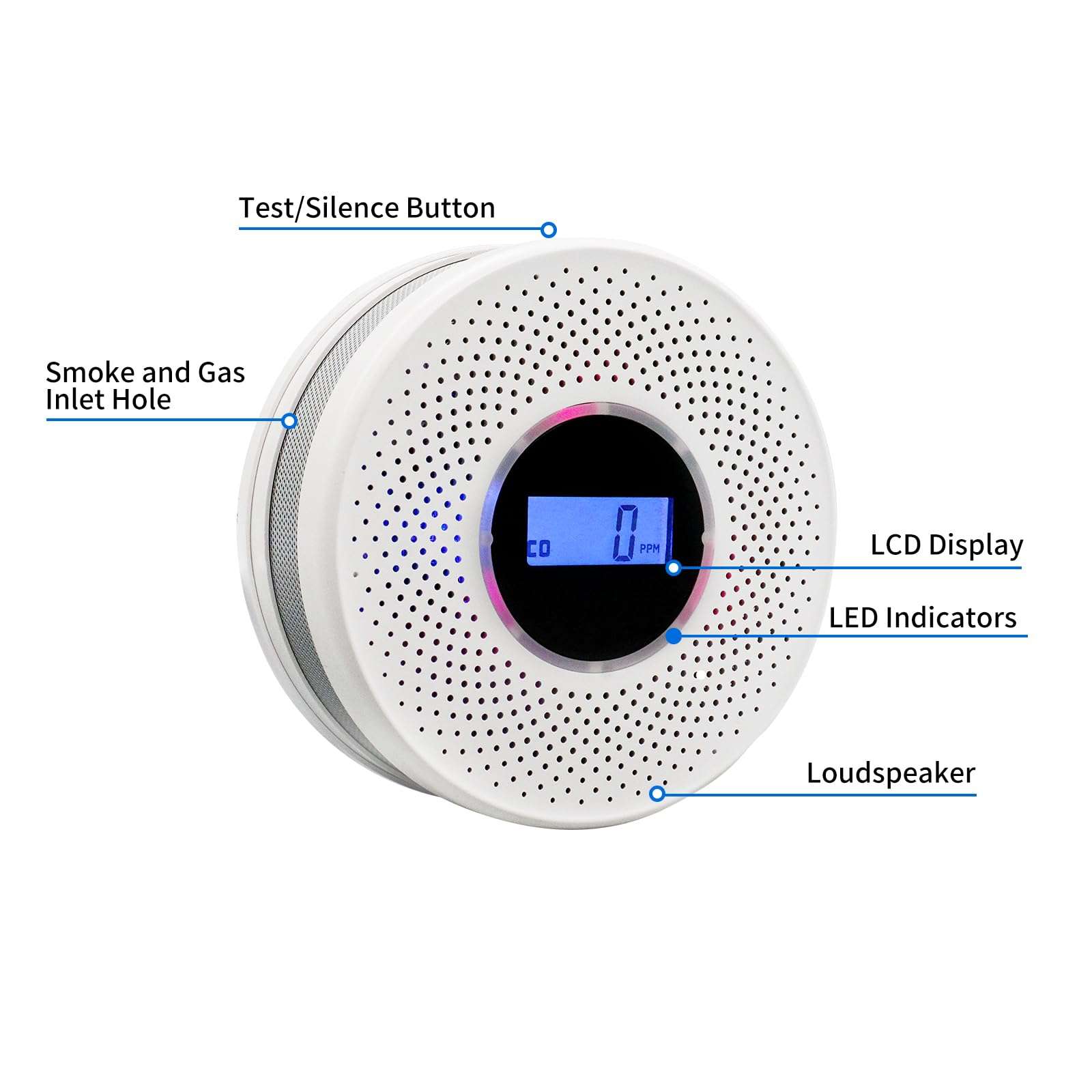 Smoke Detector Carbon Monoxide Detector Combo with Digital Display and Sound Light Alarm, 2-in-1 Smoke & CO Alarm with Battery Operated for Home, Travel or RV 3