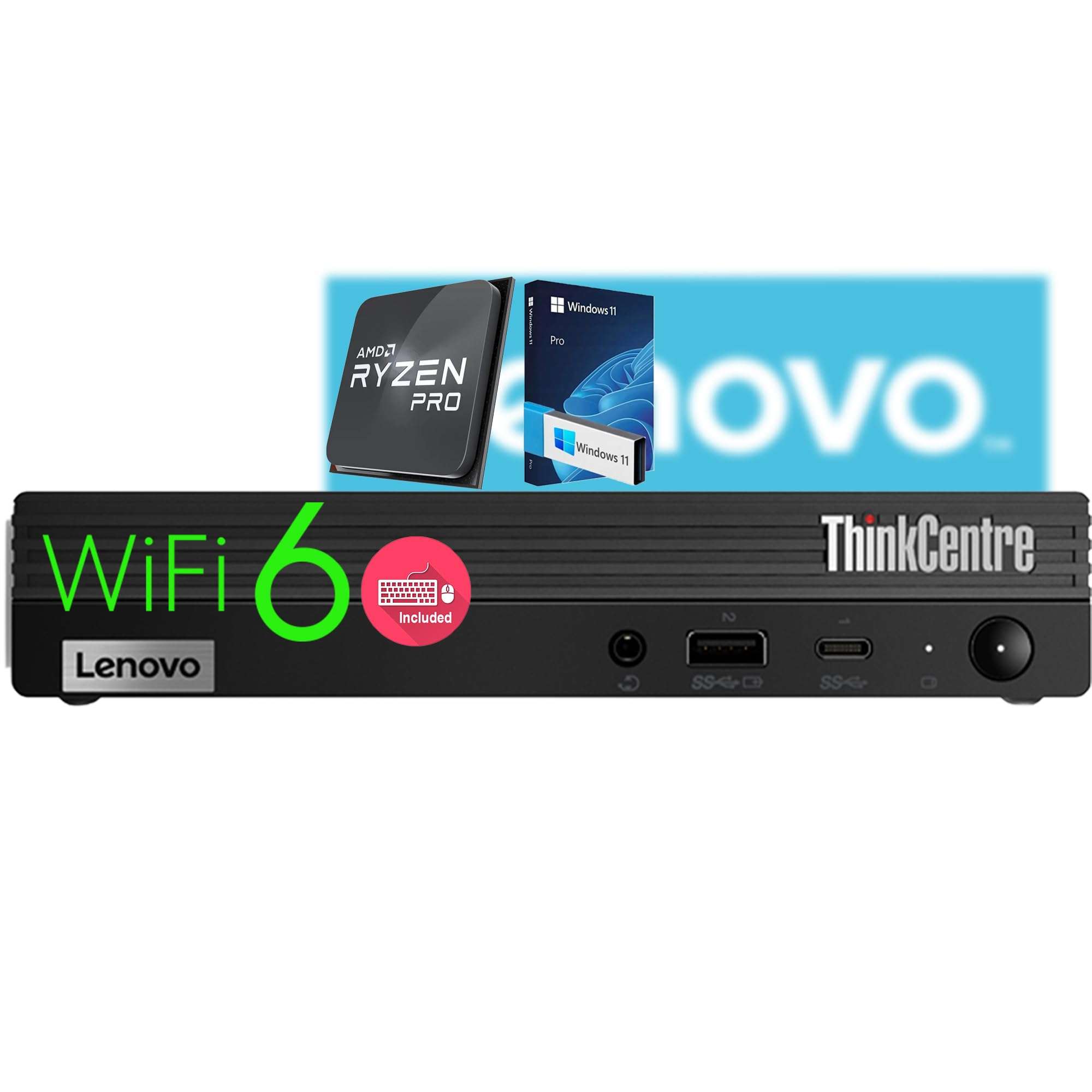 Lenovo ThinkCentre Mini Computer, 16GB RAM & 512GB SSD, AMD CPU, Dual-Display Support, Wi-Fi, Bluetooth, USB Ports, Ethernet Port, w/o Keyboard&Mouse, Windows 11 Pro, for Business&Home 1