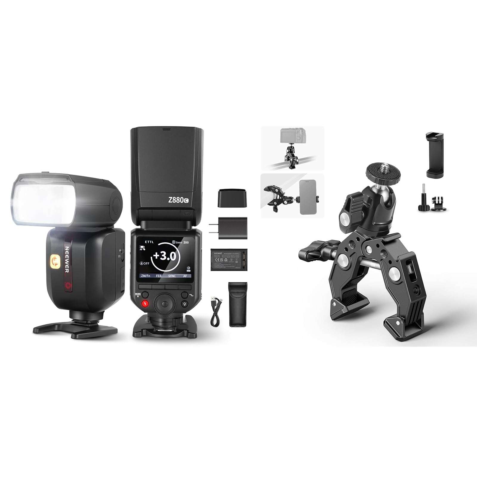 NEEWER Z880-C 2.4G 76Ws TTL Camera Flash Speedlite Compatible with Canon, Upgraded UI, Adjustable Modeling Lamp, 1/8000s HSS 7.4V/2600mAh Battery 480 Full Power Flash, ST87 Super Clamp Included