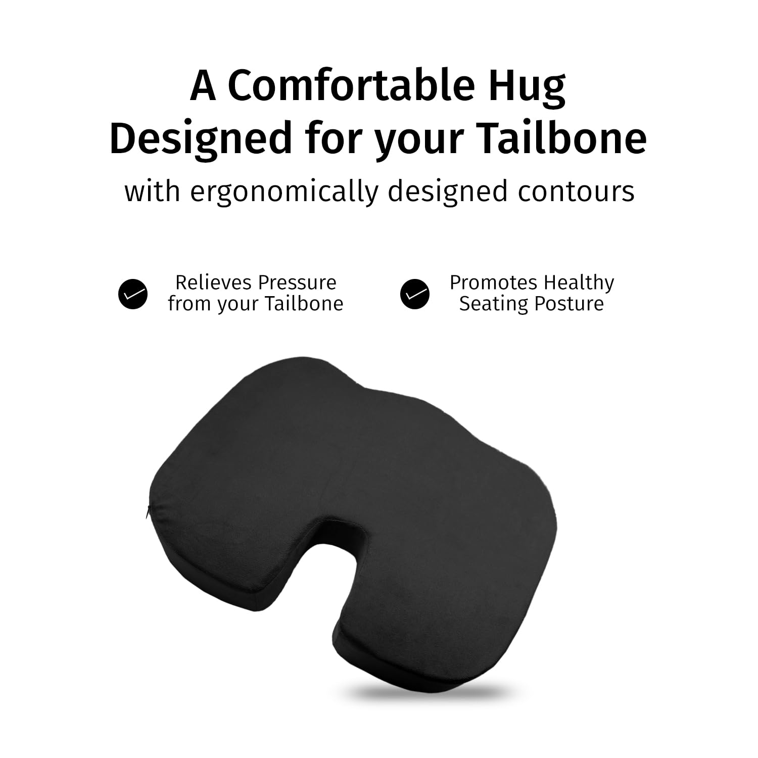 Sassoon Chair Cushion for Tailbone, Sciatica, Lower Back Pain Relief (Pack of 1) - Black 6