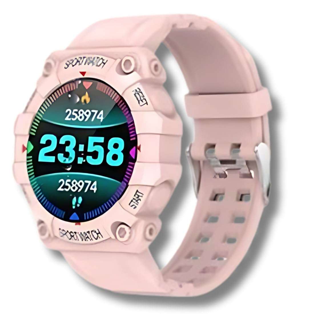Drumstone (Diwali Special𝟏𝟓 Years Warranty FD68 Smart Watch for Fitness: Heart Rate, Sleep Tracking & Step Counter | Ideal for Kids & Adults | Syncs with Android & iOS Devices - (Pink) 1