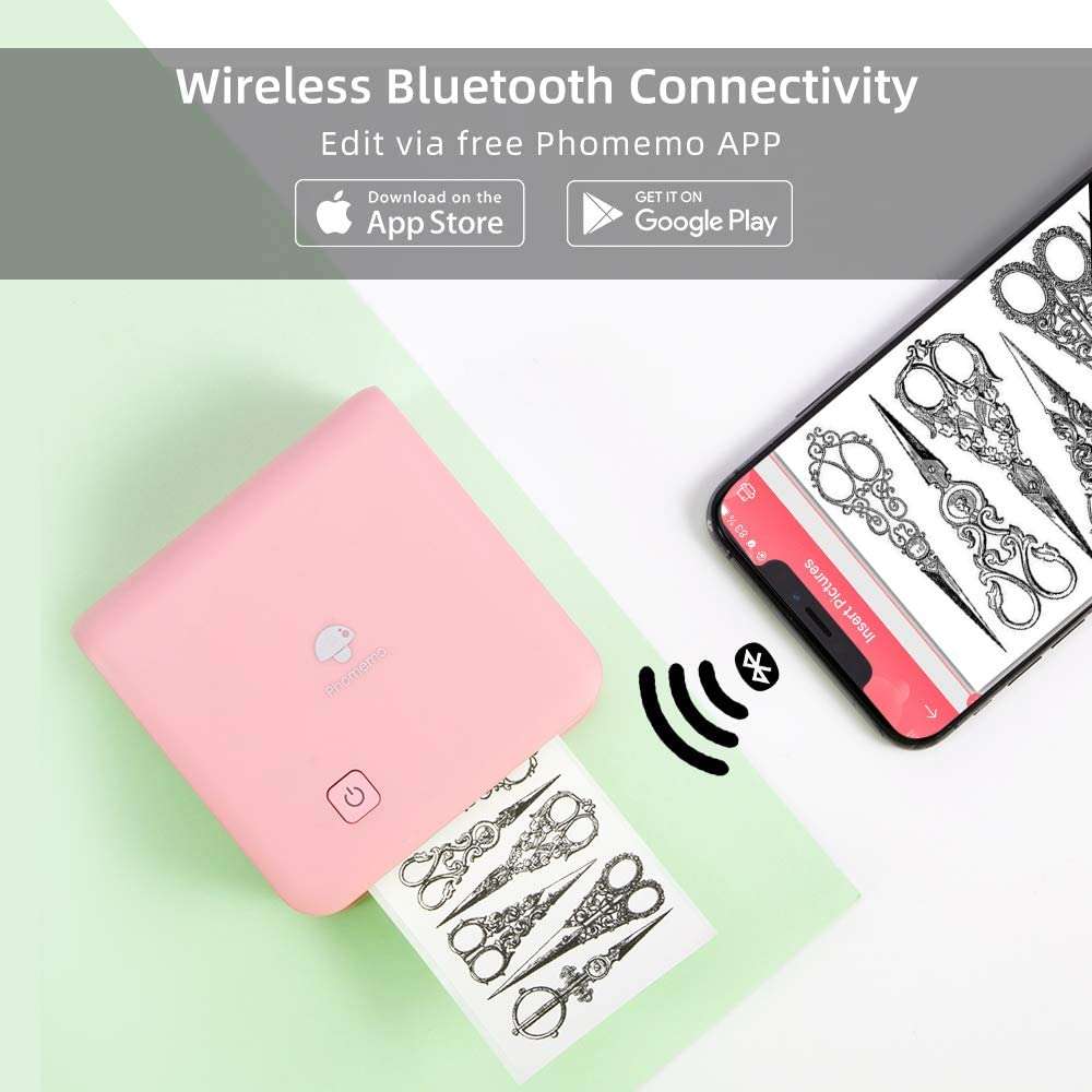 Phomemo Pocket Printer - M02 PRO, 300 dpi Higher Resolution, Bluetooth Sticker Mini Printer, Wireless Thermal Inkless Printer, Good for Photo, Art,Journal, Work,Study Notes,for iPhone & Android Phones 2