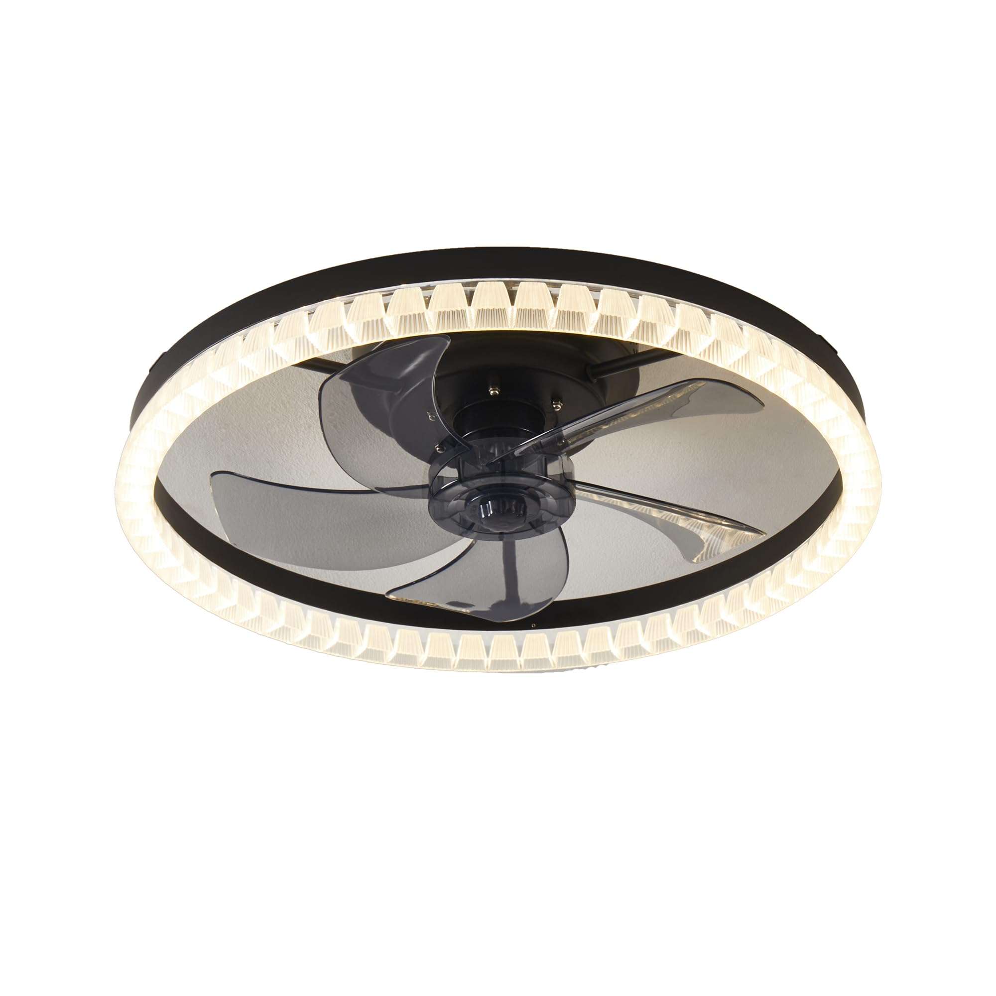 MARKYEE Alexa Modern Ceiling Fan with Light, 3000K-6500K dimmable LED Ceiling Fan Light, Living Room Dining Room Bedroom Round 19.7in/50cm Black 1