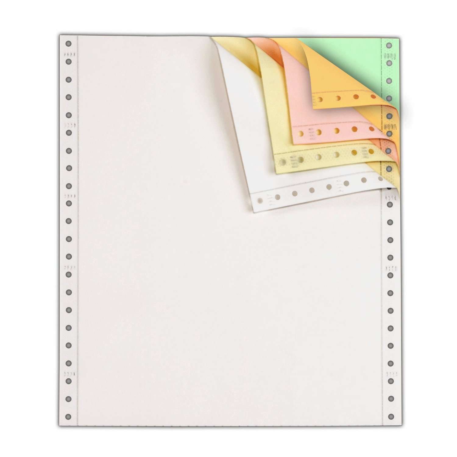 9.5 x 11 Label Outfitters® Pinfeed Computer Paper 650 sets of 5 part, White, Canary, Pink, Gold, Green