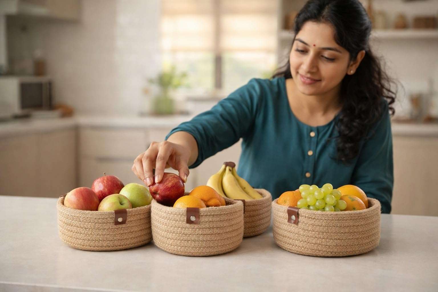 AuraNest Handwoven Jute Rope Storage Basket Set of 3 (Small, Medium & Large) | Natural Shelf Organizer Bins for Kitchen, Home, Pantry, Bathroom & Wardrobe | Eco-Friendly Multipurpose Storage Baskets 5