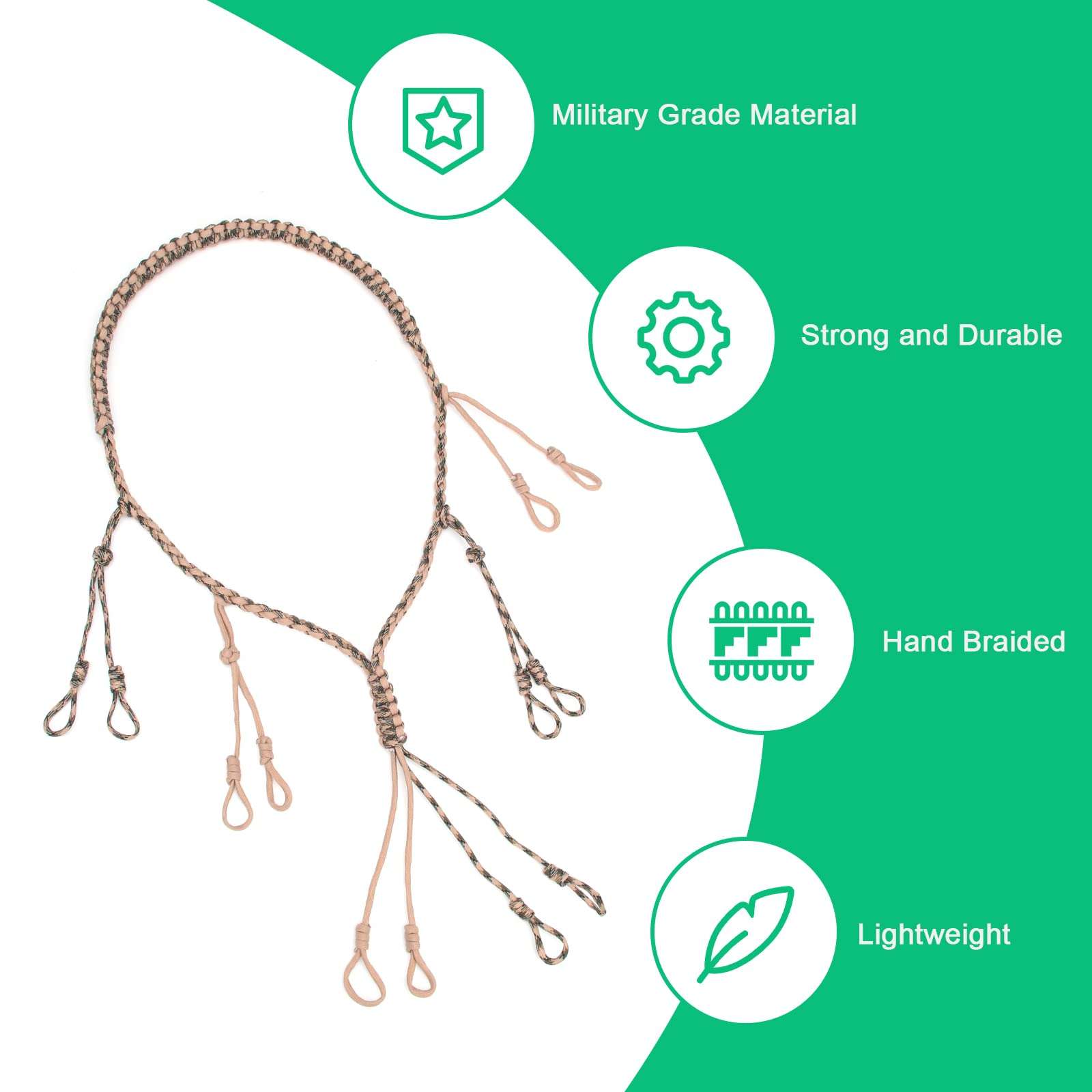 Windspeed Duck Call Lanyard, Portable Game Call Lanyard 550LB Paracord Goose Whistles Sling with Removable Drops, Hand Braided Paracord for Holding Whistles 3