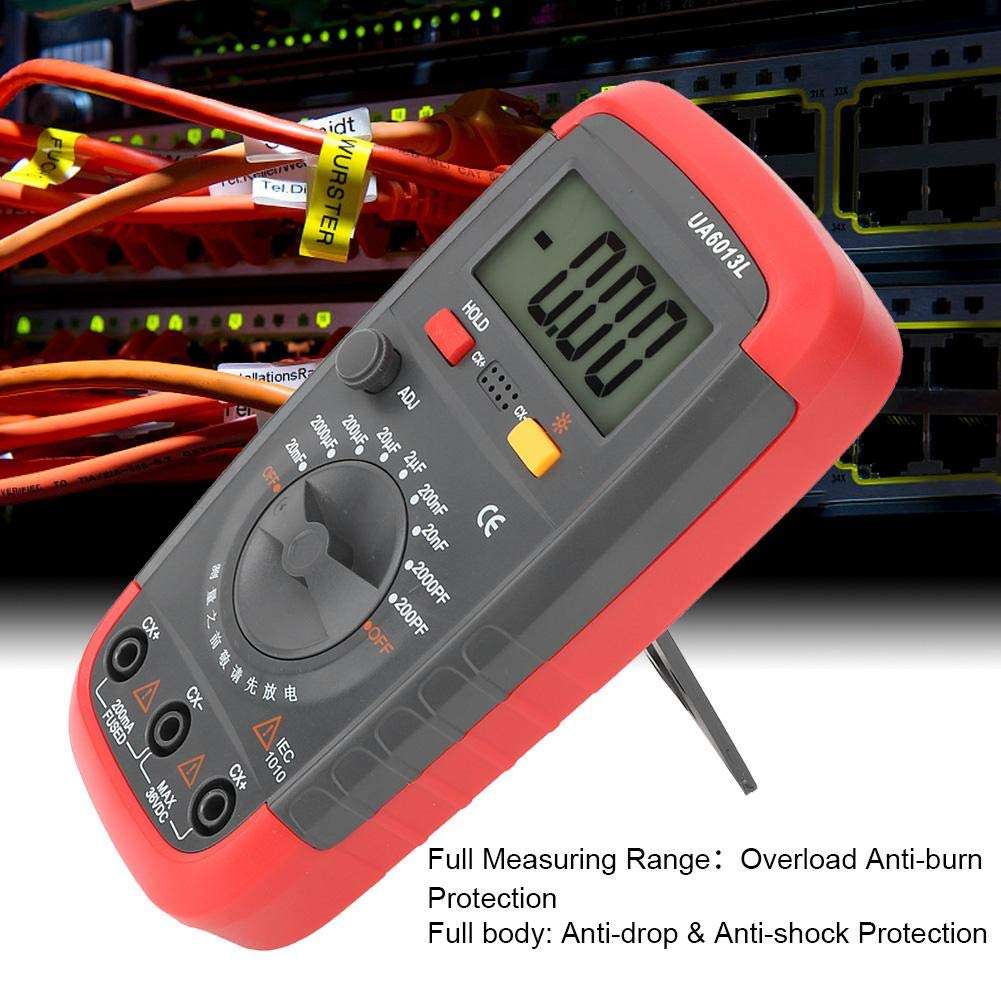 Akozon Multimeter Digital Capacitance Meter Capacitor Tester 0.1pF to 20000uF UA6013L Professional Handheld LCD Digital Capacitance Meter Capacitor Meter Tester 2