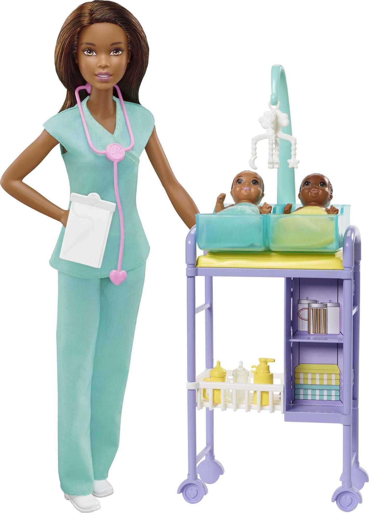 Barbie Careers Playset, Baby Doctor Set with Brunette Fashion Doll, 2 Baby Dolls, Furniture & Accessories 1