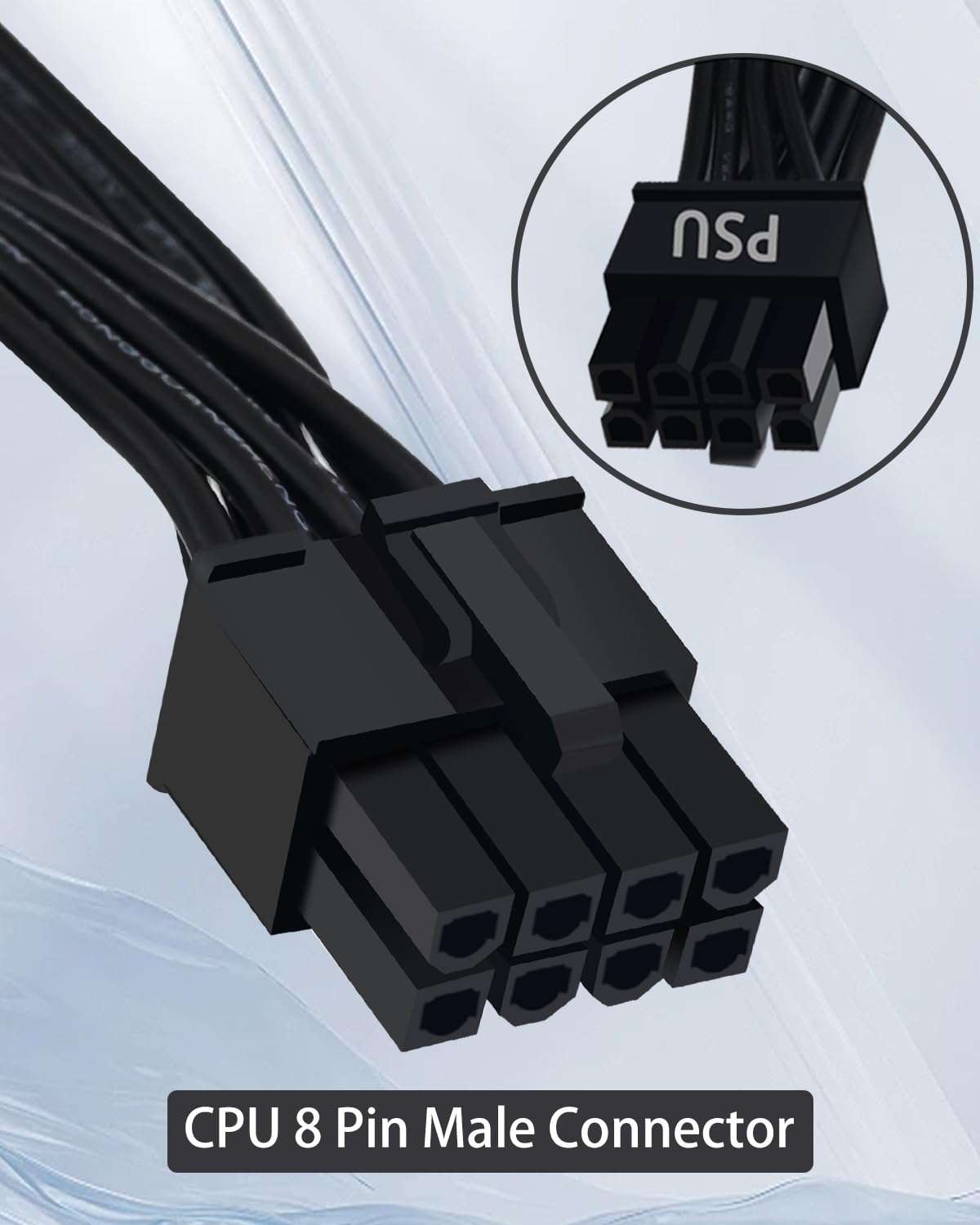 COMeap CPU Cable for Corsair PSUs, CPU 8 Pin Male to CPU 8 Pin (4+4 Detachable) Male EPS-12V Motherboard Power Adapter for Thermaltake ARESGAME Power Supply 25-inch(63cm) 2