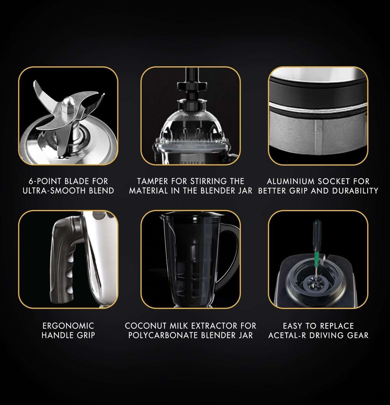 Sujata MG03 Mixer Grinder|1000 Watts Double Ball Bearing Motor|24000 RPM|Non-Stop 90 Mins Running|4 Jars including 1750ml Blender with Coconut Milk Extractor, 1500ml, 1000ml, 500ml Jar| (Black) 4