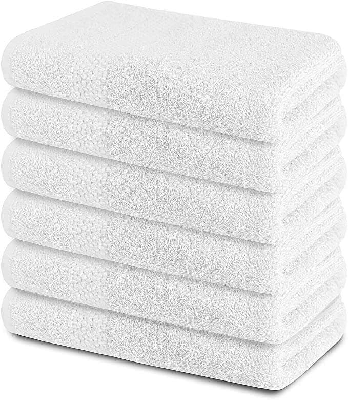 cottontail 425 GSM Quick Dry Solid Cotton 14 in X 21 in Face, Hand Towel Set (White) Pack of 4 3