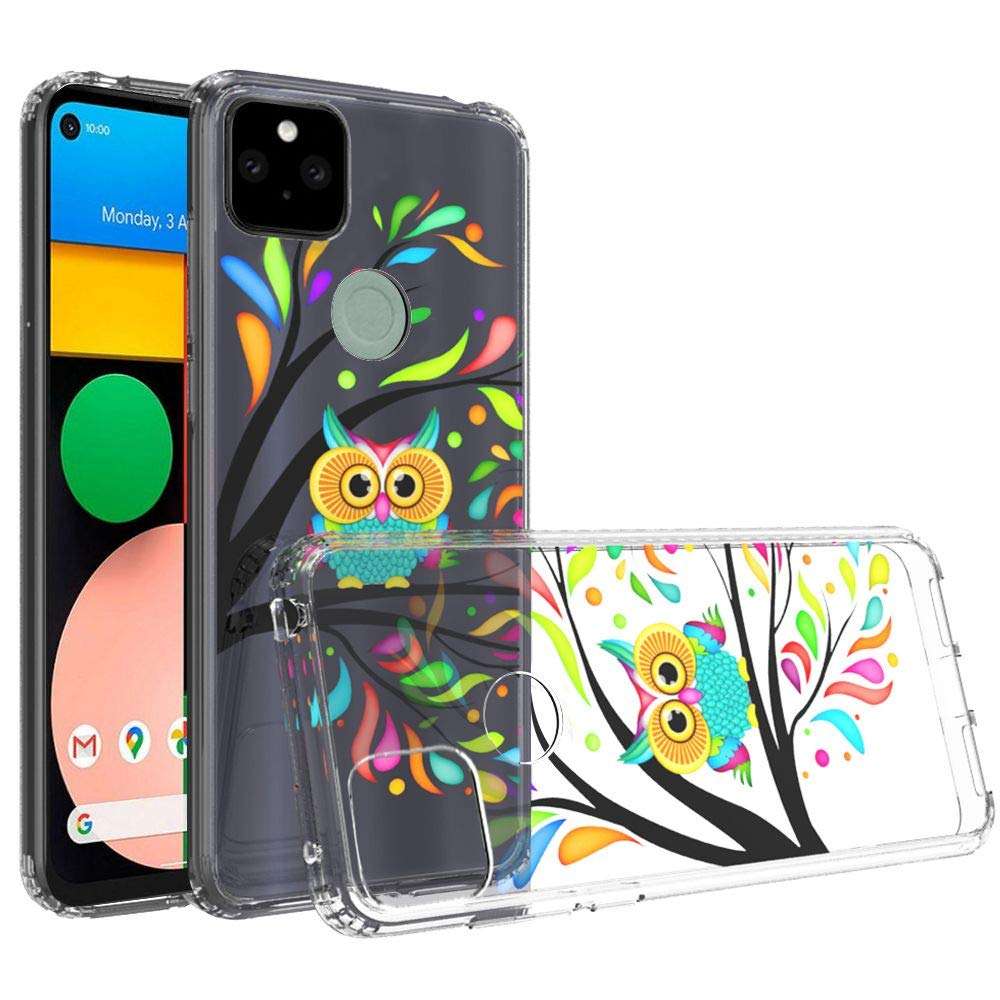 AmeriCase | Google Pixel 4a 5G | Ultra Slim Clear Design Pattern TPU +PC Bumper Phone Case Cover for Google Pixel 4a 5G (5G Version Only)(Owl)