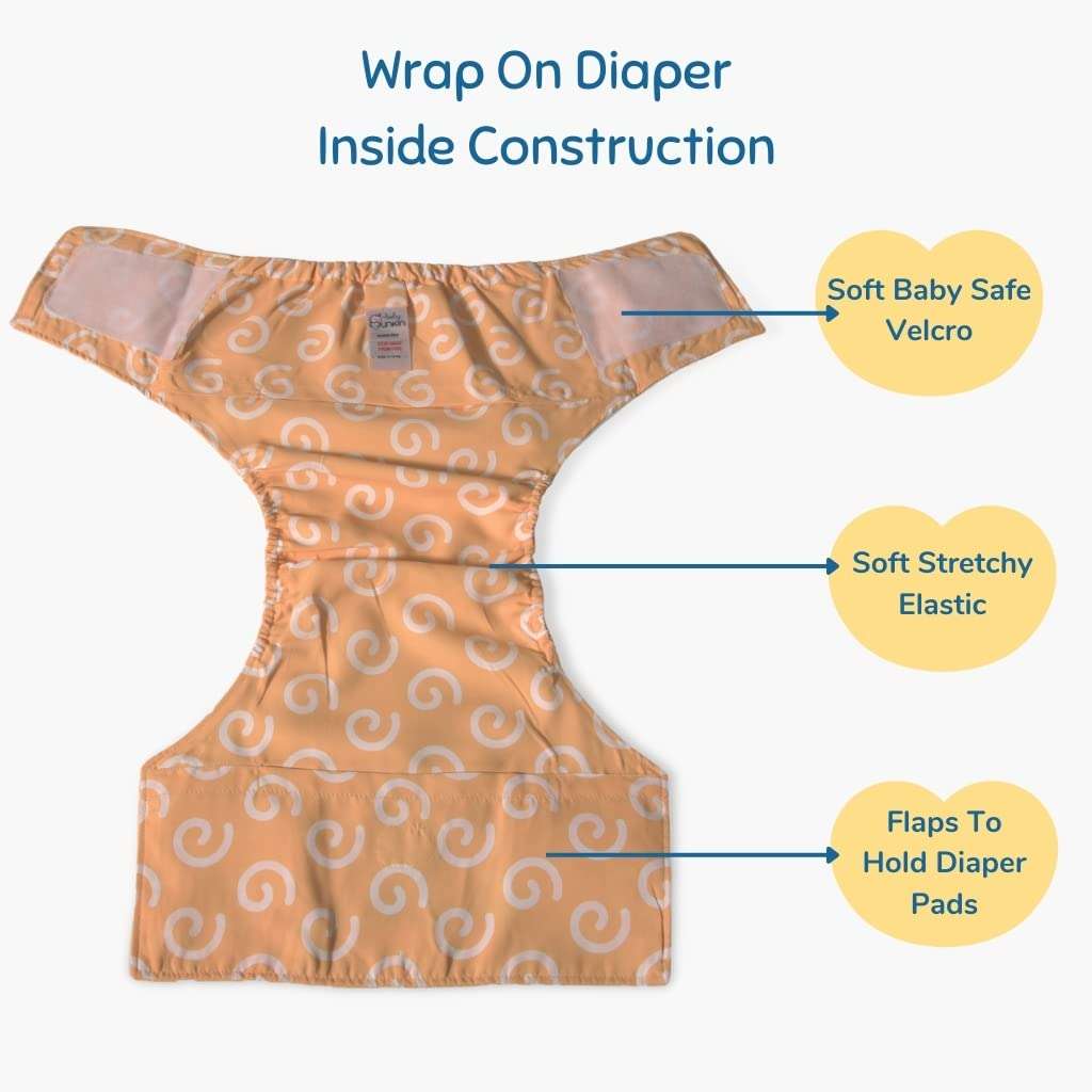 Baby Munkin | Reusable Diaper For 6 To 12 Months | Reusable Cloth Diaper | Assorted Adjustable | Velcro | Yellow | S 6