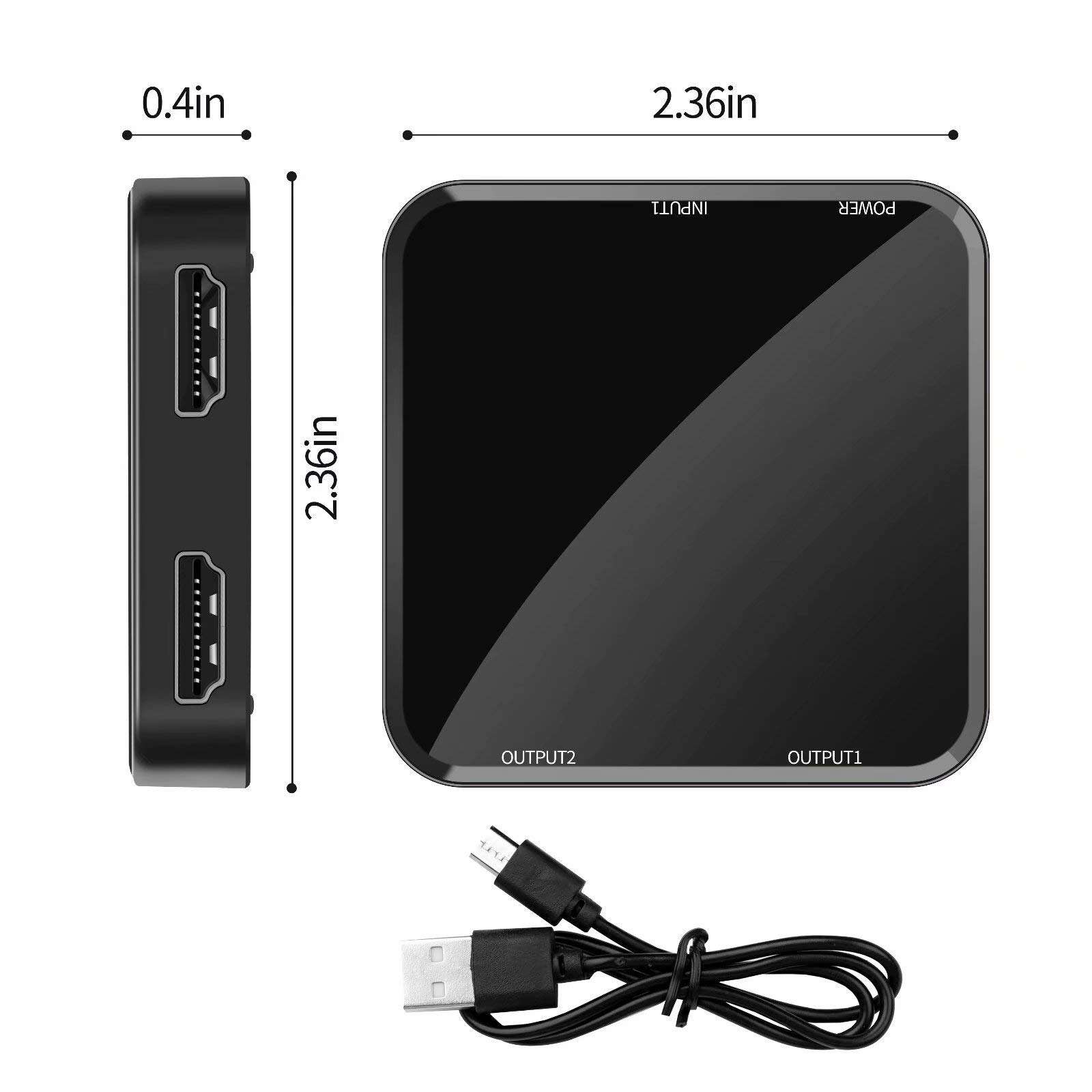 HDMI Splitter Multi-Ports 1 in 2 Out 4K Aluminum Ver1.4 HDCP Powered HDMI Splitter Supports 3D 4K@30HZ Full HD1080P for Fire Stick Roku Blu-Ray Player Xbox PS4 PS3 Apple TV HDTV (Black) 5