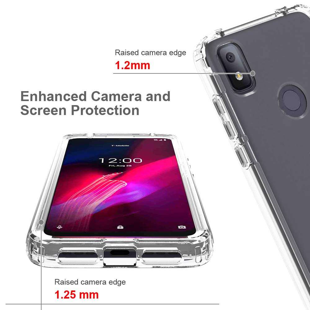 Dzxouui for T-Mobile Revvl 4 Case,TCL Revvl 4 Case,Heavy Duty 2 in 1 Shockproof Bumper Hybrid Back Clear TPU Protection Cover Phone Cases for T-Mobile Revvl 4(Clear/Purple) 6