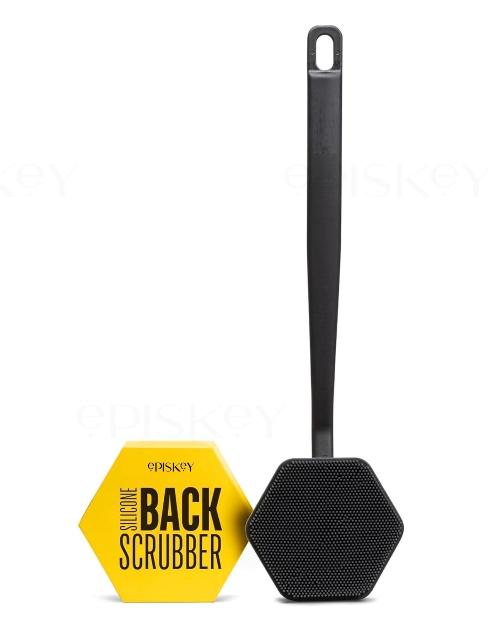 Episkey Back Scrubber - Exfoliates & Deep Cleans - Silicone Shower & Bath Brightening Body Brush with Long Handle and Bespoke Bristles - Bathroom & Hygiene Accessory - Charcoal 1