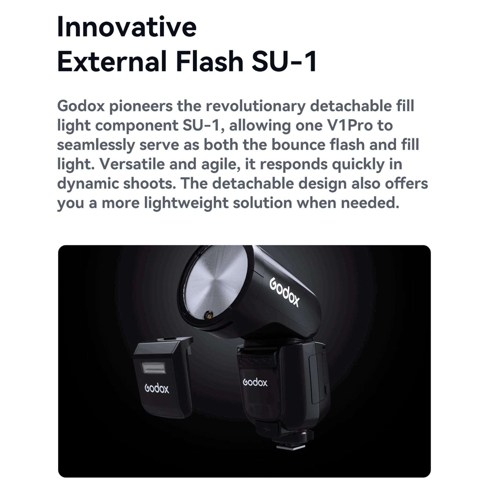 GODOX V1 PRO O 2.4G Wireless Camera Flash 1/8000s HSS 1.3s Recycle Time with M/TTL Flash Mode with Power Supply Port & Detachable Sub Flash Speedlite Compatible with OM System Cameras 4