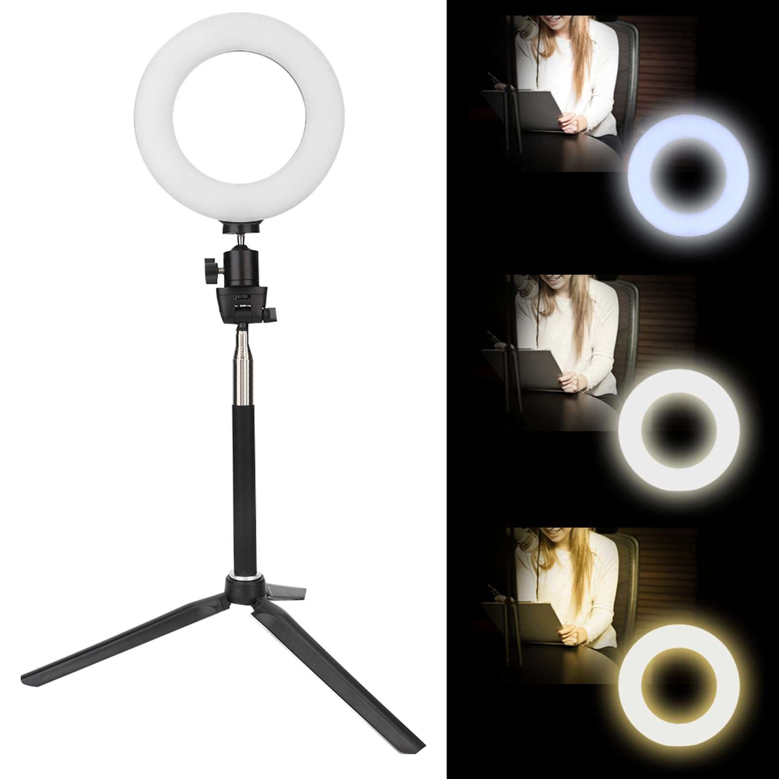 6 Inch LED Ring Light Dimmable Ring Light with Stand Adjustable Brightness Fill Light for Video Live Streaming Take Photo Makeup 1