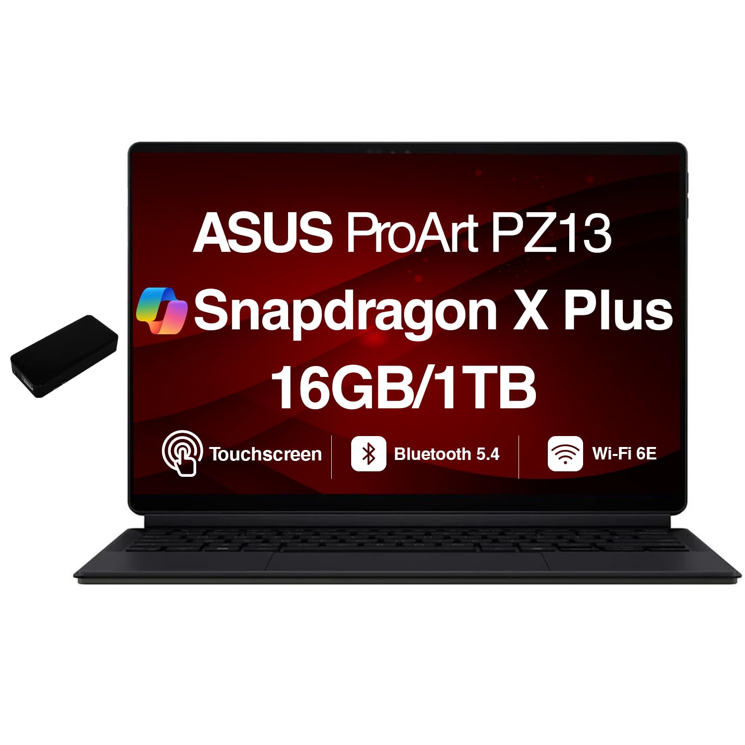 ASUS ProArt PZ13 AI Powered 2-in-1 Laptop 13.3" Touchscreen AMOLED 2.8K Display (Qualcomm Snapdragon X Plus X1P-42-100, 16GB LPDDR5X, 1TB M.2 PCIe SSD, Backlit KB, WiFi 7, Win 11 Pro) w/USB-C Dock