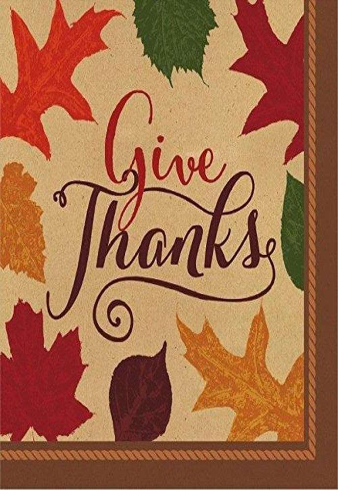 Amscan Autumn Traditions Thanksgiving Party Paper Beverage Napkins, Brown, 5" x 5" 1