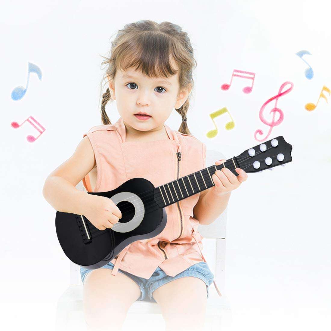 WEY&FLY Kids Toy Guitar 6 String, Baby Kids Cute Guitar Rhyme Developmental Musical Instrument Educational Toy for Toddlers