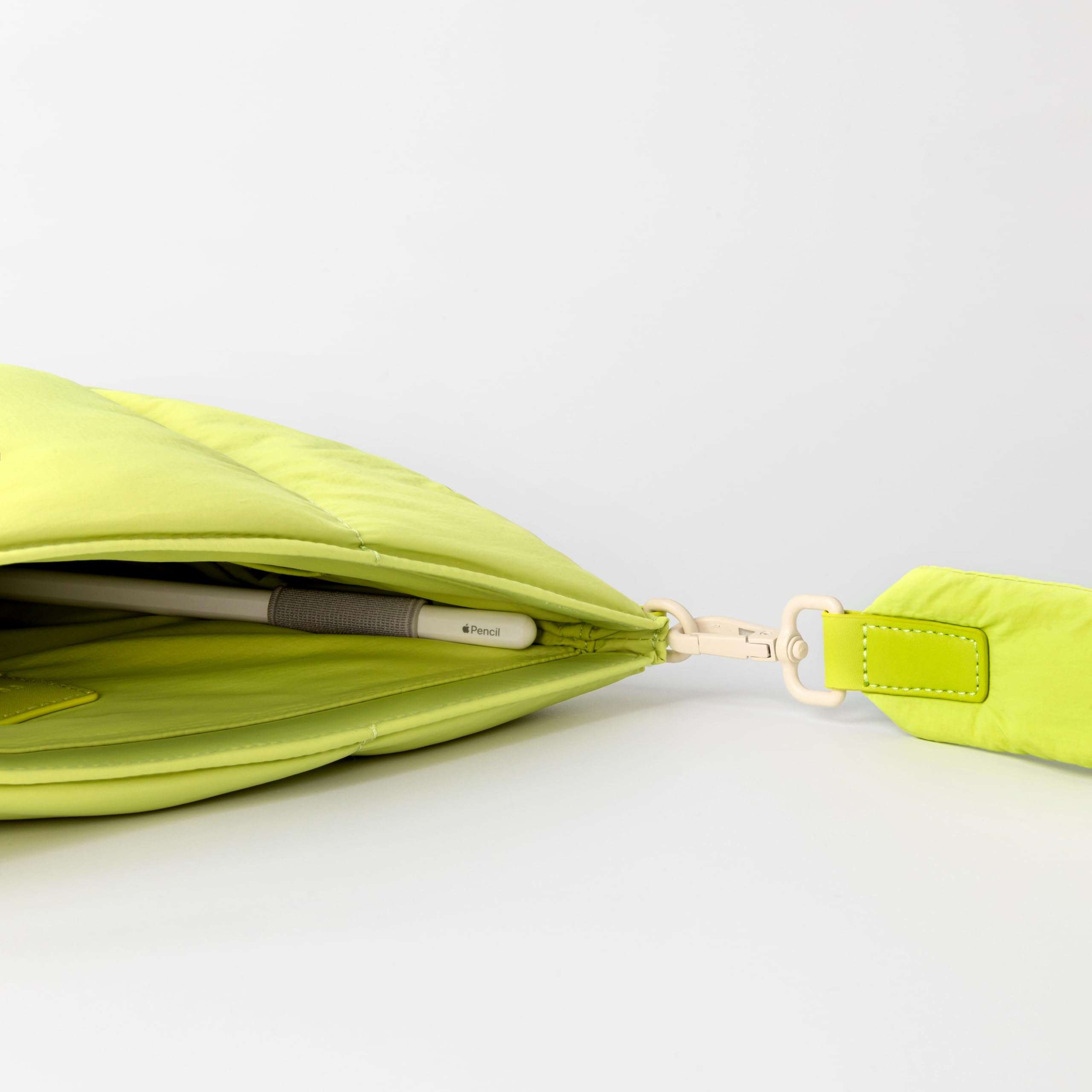 Comfyable Puffy Tablet Sleeve Bag Compatible for 11-inch iPad Pro M4, iPad Air 11-inch M2 2024, Quilted Cute Carrying Tablet Pouch with Shoulder Strap for Women, Lime Green 5