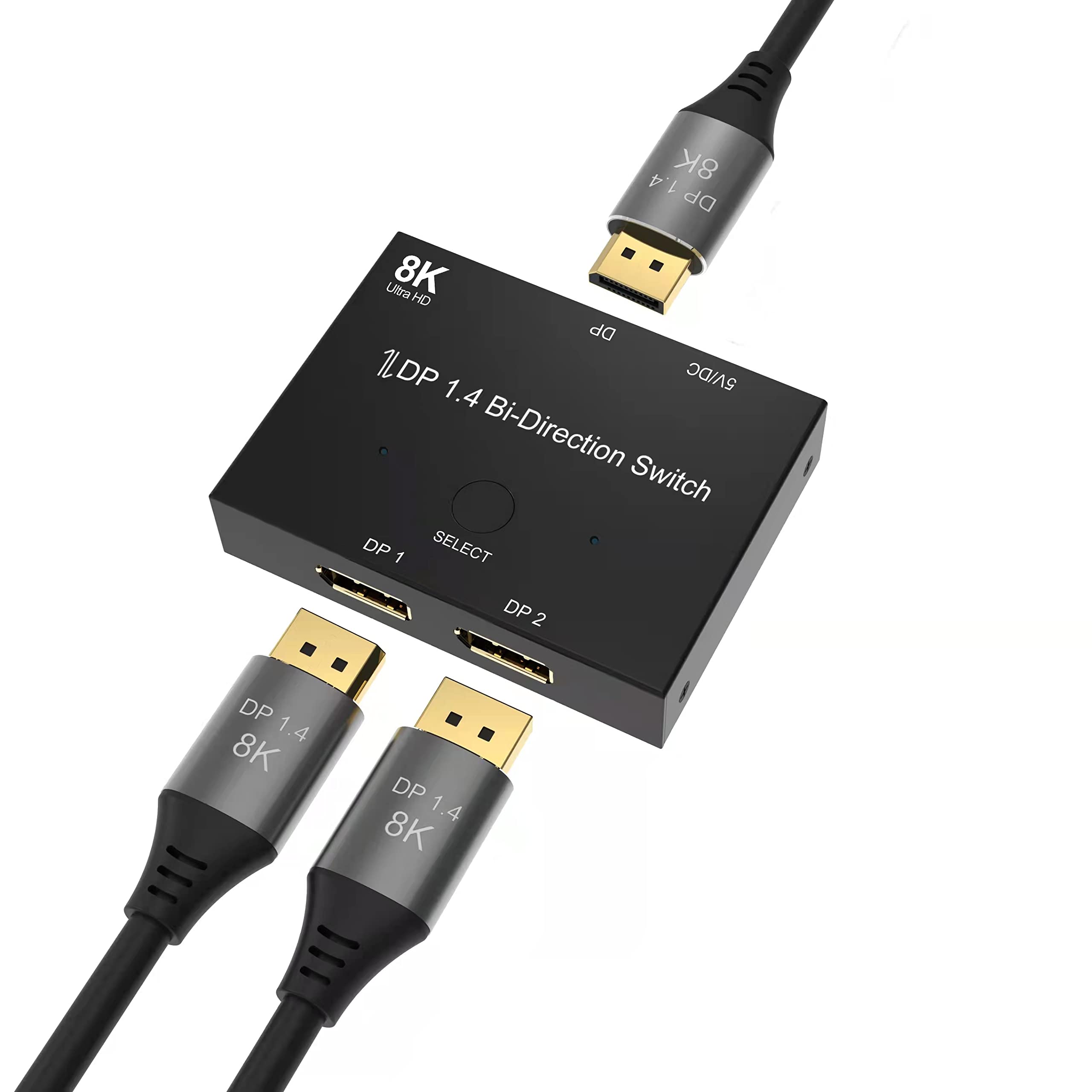 JupptElectronics Displayport Switch, displayport Cable 1.4 displayport Switch 2 in 1 Out @30Hz 4K@120Hz Splitter Converterdisplayport switchdisplayport Splitter for Multiple Sourceand displays. 1