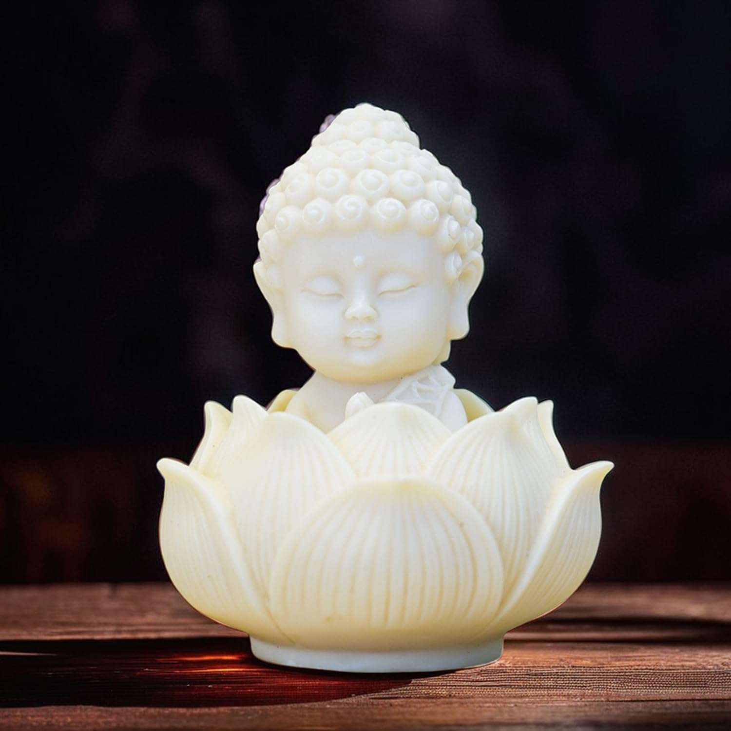 Ekhasa Nostrae Buddha with Lotus Show Pieces for Home Decor Living Room Decor Items | Cute Showpieces Gift Item for Decoration | Serene Center Table Tv Showcase Office Interior Statue Figurines 1