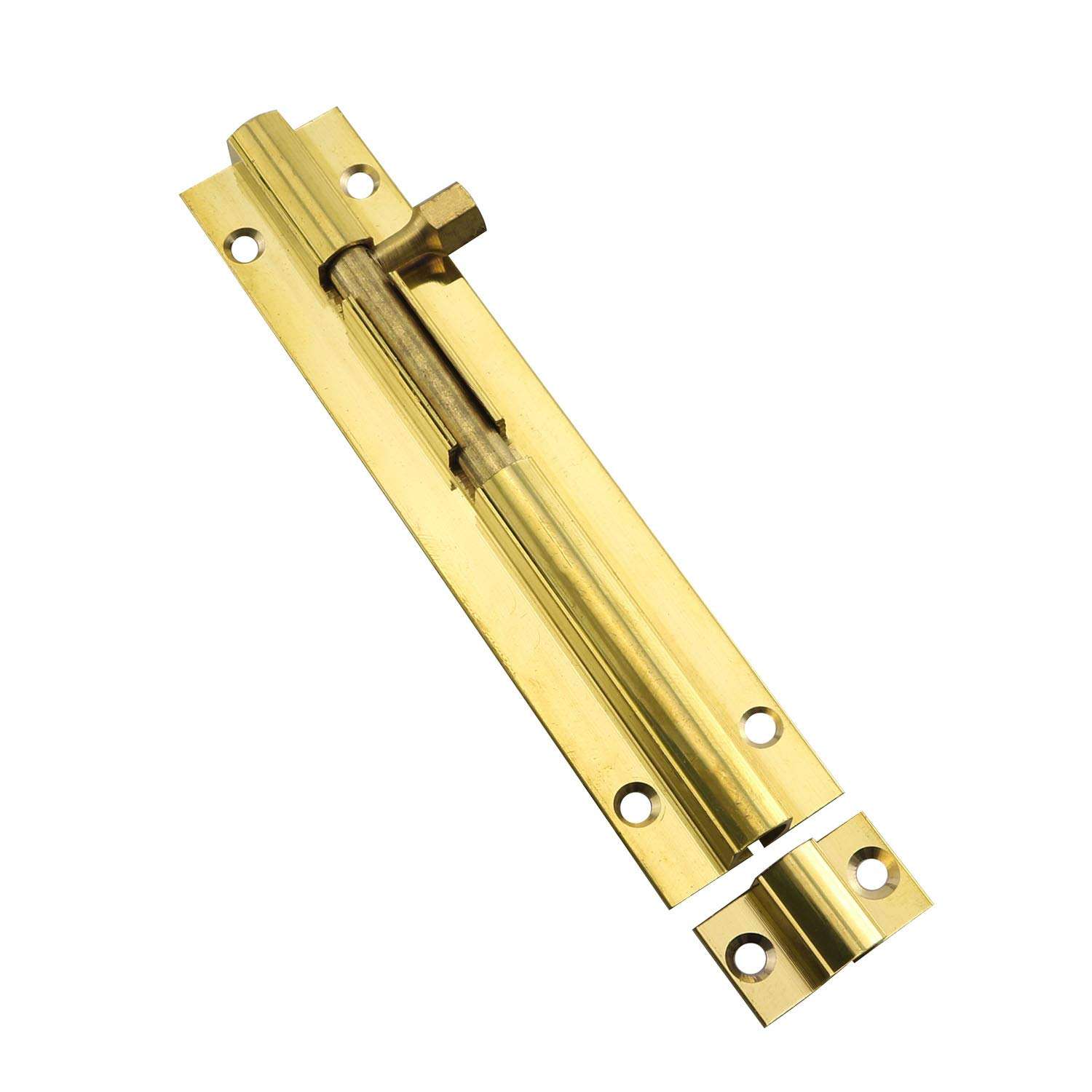 JCBIZ 4" Pure Brass Bolt Antique Wooden Door Cabinet Latch for Wooden Doors and Windows 2