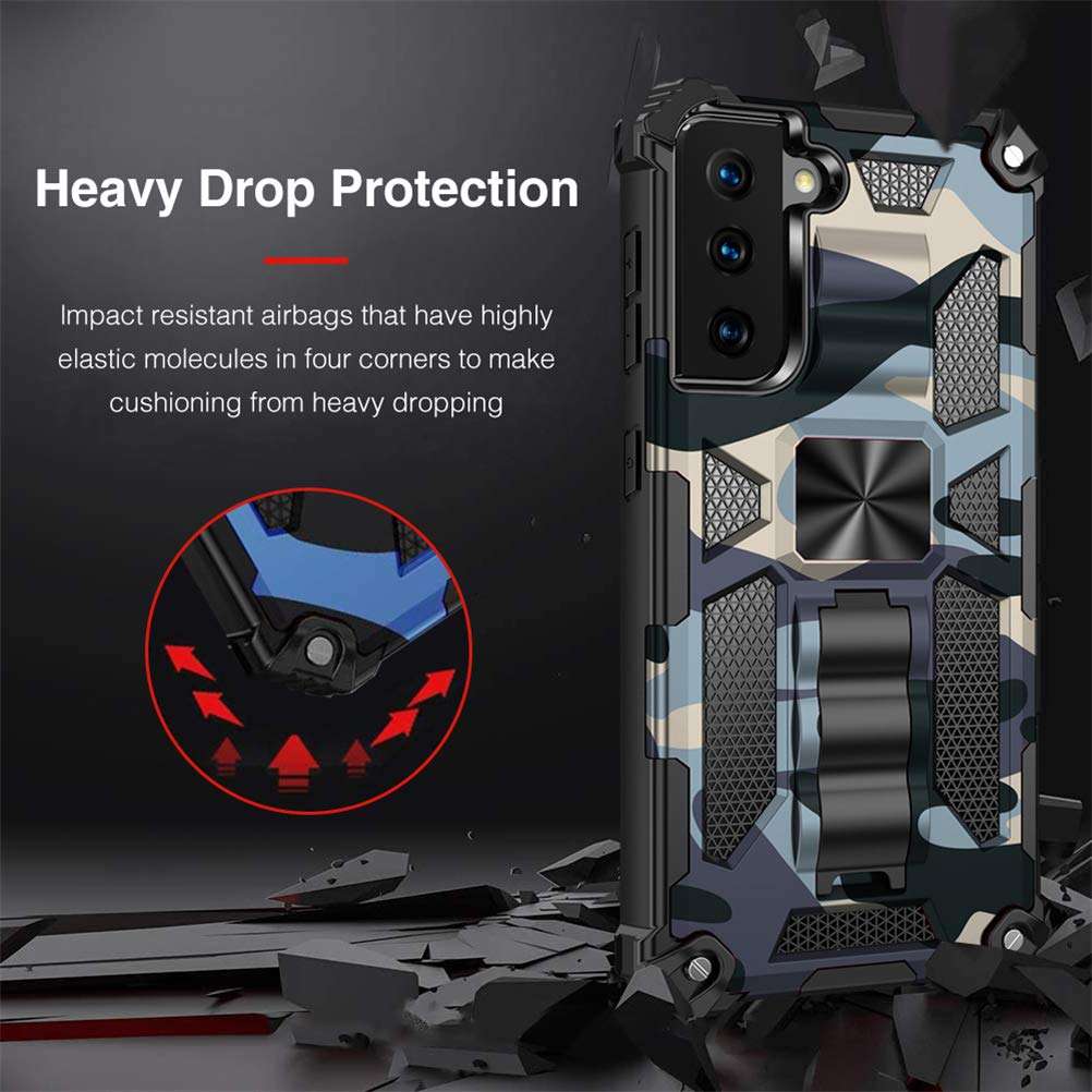 Croazhi S21 Plus Case Phone Case Compatible with Samsung Galaxy S21 Plus 5G Cover Heavy Duty Protection Armor Protective Cases S21+ 5G Case Camouflage with Kickstand Megnetic Shockproof 5