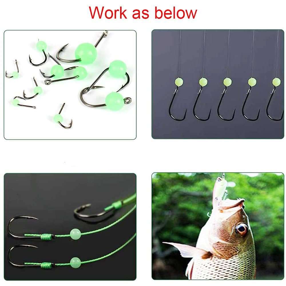 NA 1000pcs/lot Green Glow Fishing Beads Eggs Plastic Luminous Oval Egg Bead Tool Jigs Rigging Soft/Hard Artificial Fishing Tackle Tools Eggs Sea Fishing Lure Tackles (Hard(4mmx6mm) 1000pcs) 5