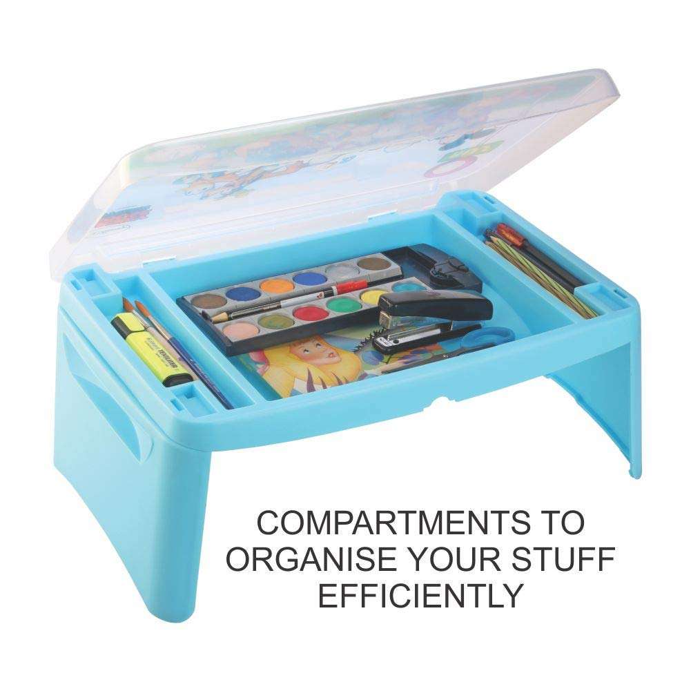 JOYO Plastic Mickey Mouse & Friends Printed Multi-Utility, Compact, Portable and Foldable Study Desk with Storage Compartment (Blue) 3