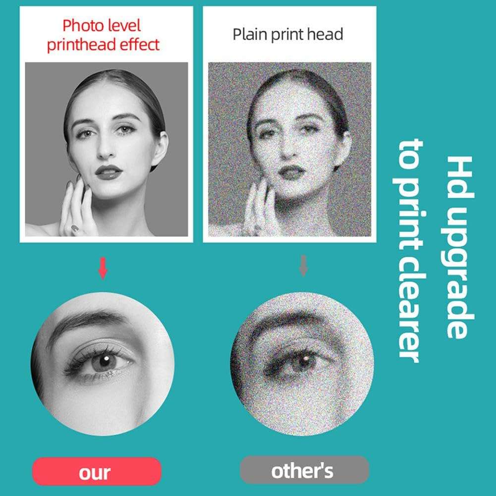 Inkless Printer, Mini Sticker Printer Pocket Inkless Thermal Printer with 10 Rolls Thermal Paper and Sticker for iOS&Android, Bluetooth Smart Portable Receipt Printer for Photo Journal Notes Memo 5