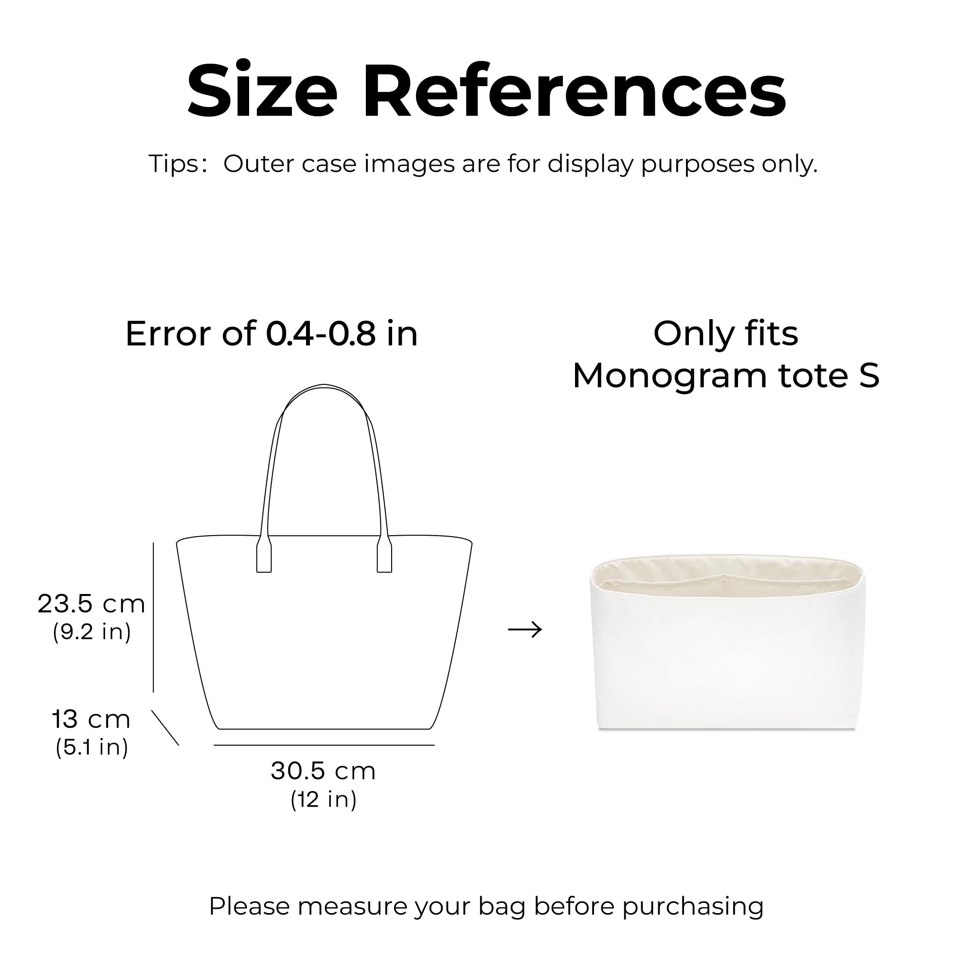 FANJI Project Tote Bag Organizer Insert for TORY BURCH Monogram tote S handbag, Custom Fit Inside Premium Craie Lightweight WaterResistant Purse Insert with Cup Holder Accessories 3