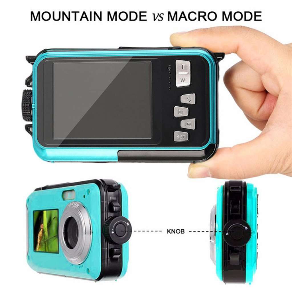 XHZNDZ Dual 2.7" LCD HD Waterproof Digital Video Camera 24MP MAX 1080P Double Screen 16x Zoom Underwater Sports Camcorder Camera Mic (Color : Black) 6