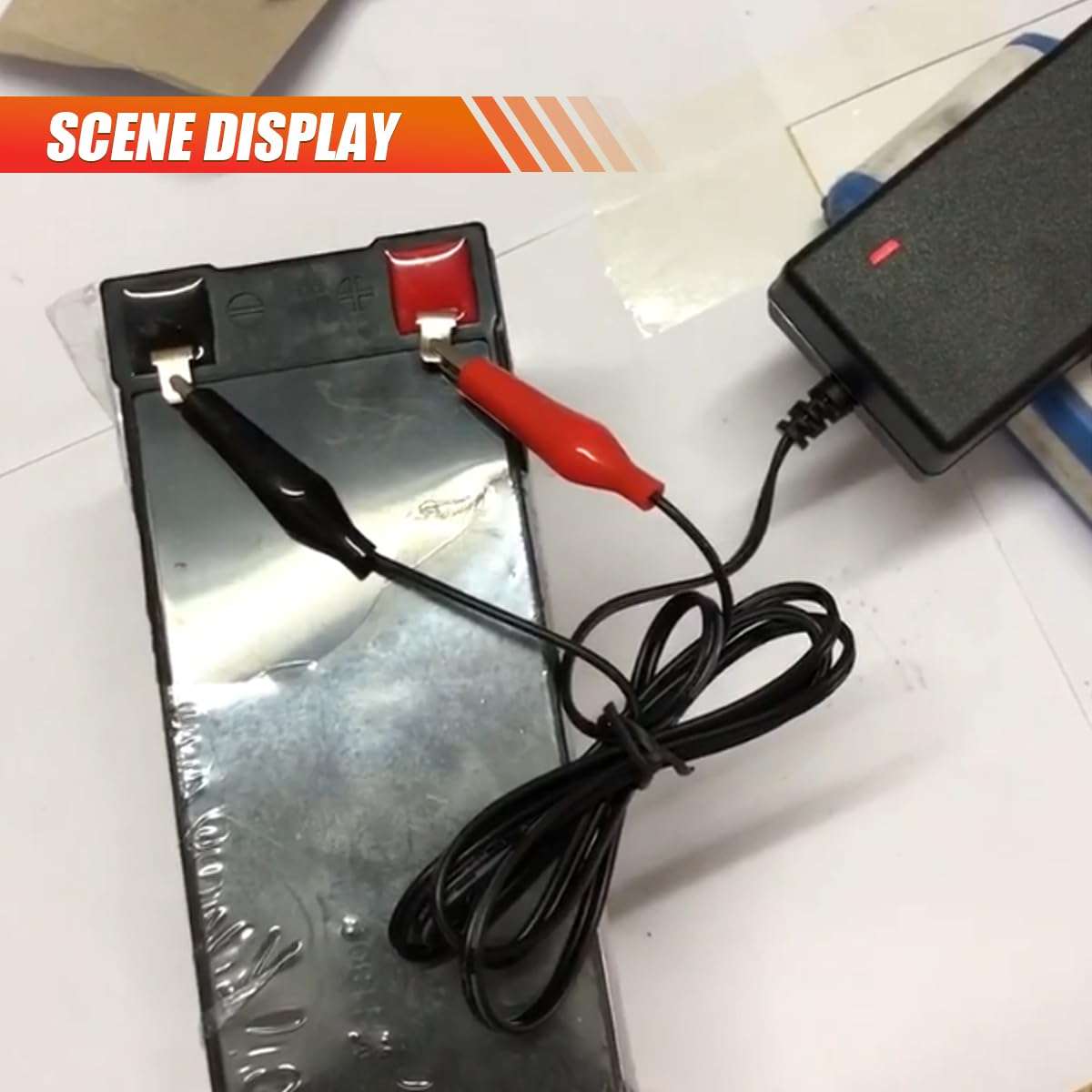 DUSCOKE 12V Sealed Lead Acid Smart Battery Charger SLA Maintainer, Automatic Car Battery Charger with LED Charge Status Indicator Light & Alligator Clips, Compatible with Car Motorcycle Truck 6