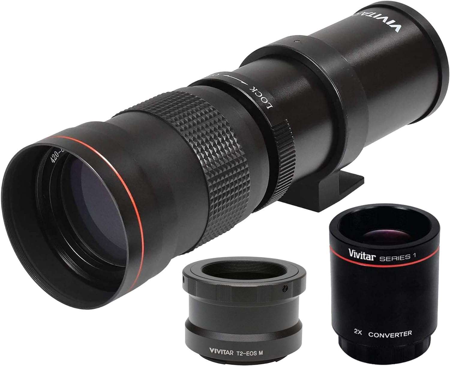 420-1600mm f/8.3 Manual Telephoto Zoom Lens for Canon Digital EOS Rebel EOS-M, EOS M2, EOS M5, EOS M6, EOS M6 Mark II, EOS M10, EOS M50, EOS M50 II, EOS M100, EOS M200 Cameras