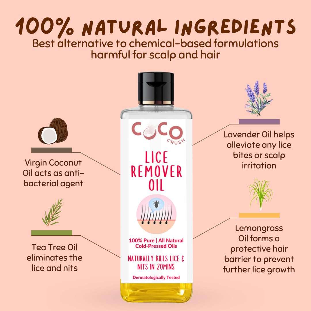 COCO CRUSH Ayurvedic Anti Lice Oil | Kills Lice, Eggs and Nits 100% Naturally In 20mins | Single Wash Treatment, Safe for Kids (100ml) 4