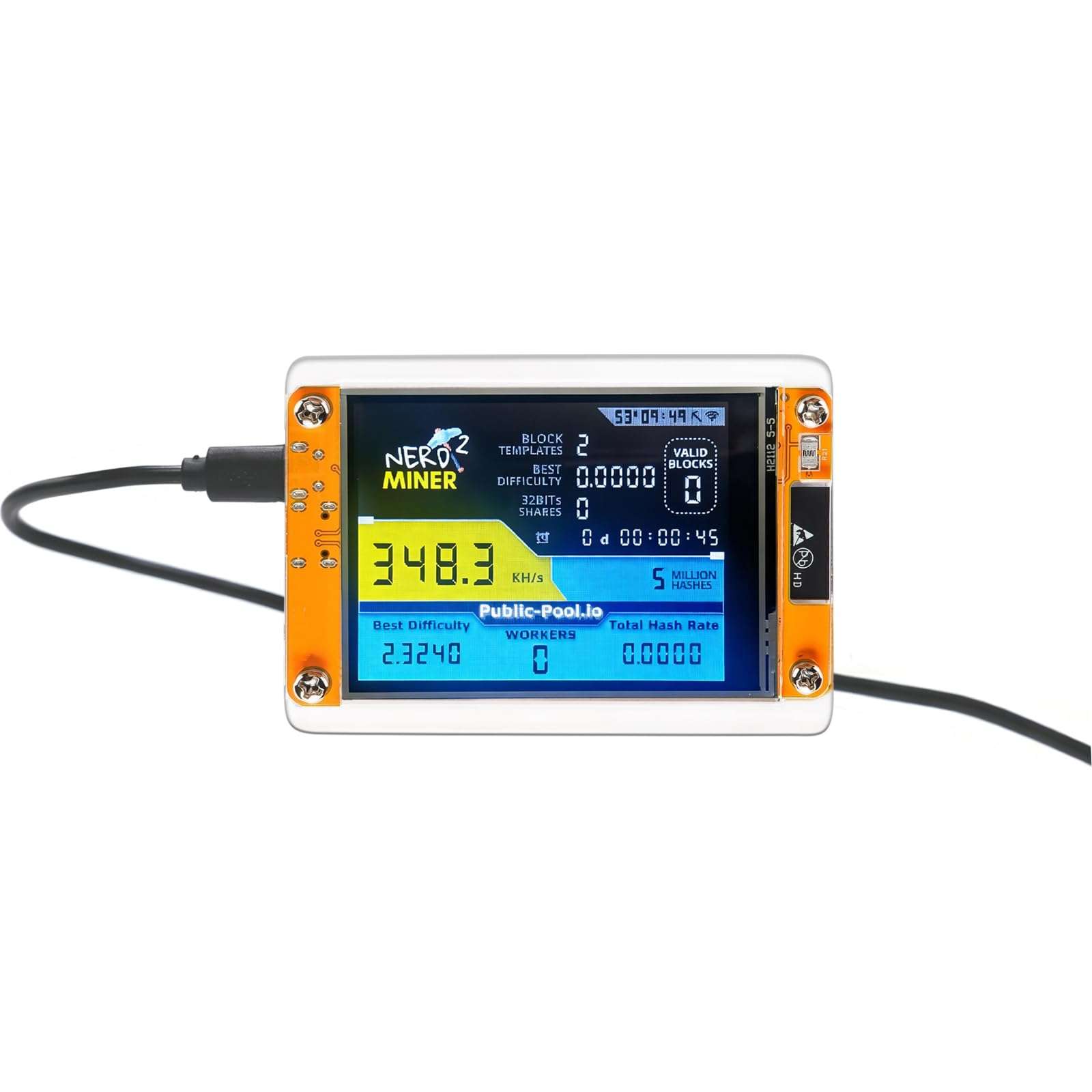 KRISVI Nerd Miner,One Shot Solo Miner with Mini 2.8in Smart Display,Hashrate Up to 350KH/s,Quiet and Easy to Set up,Fit for Demonstration, and Entertainment & Education,As a Gift 1