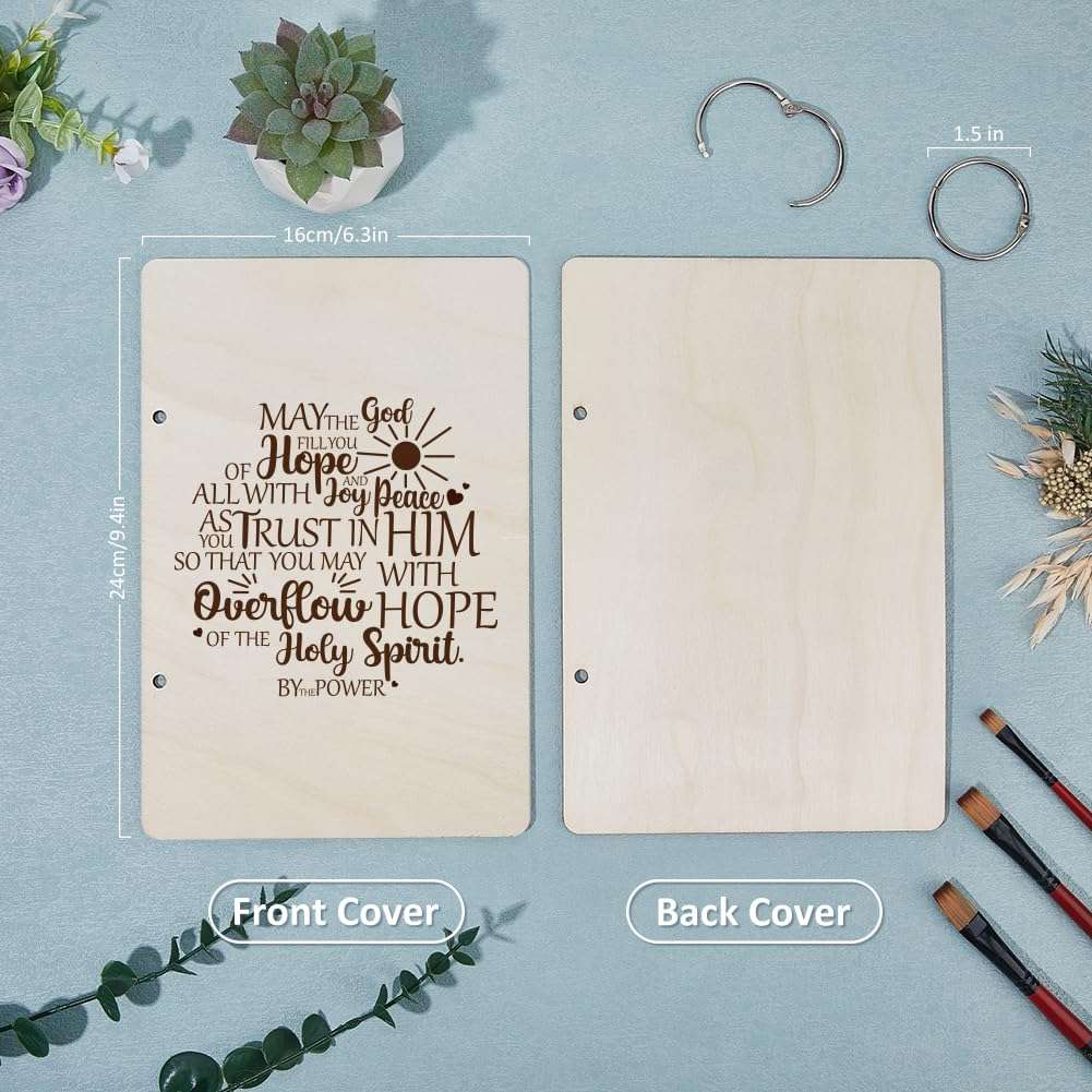 SUPERDANT Blessing Text Greeting Card Organizer May the God of Hope Fill You with All Joy Wedding Journal Birthday Cards Keeper Text Planner Card Holder Wooden Keeper Binder Photo Album Keepsake Gifts 4
