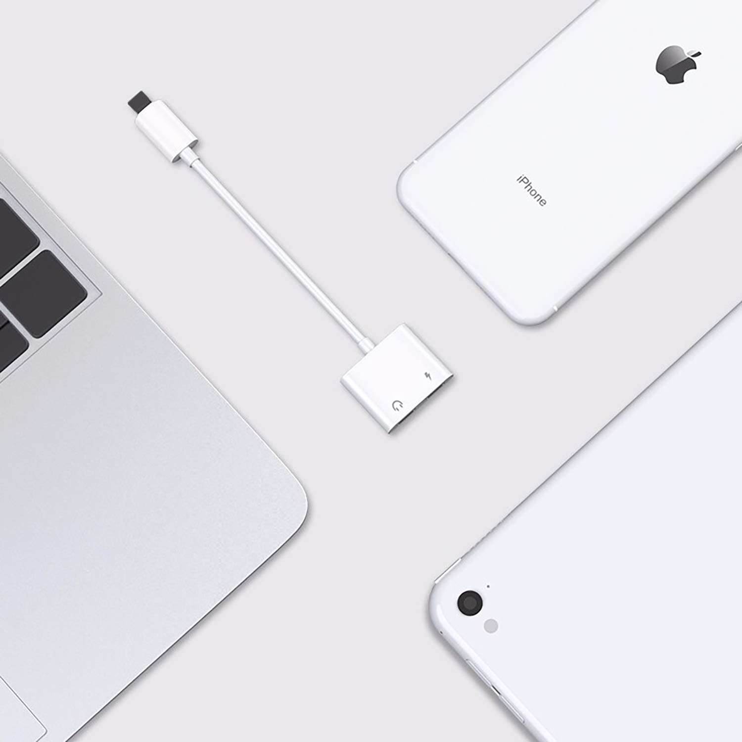 Headphone Adapter for iPhone,Dual Adapter for iPhone 12/12pro/11/11Pro/11Pro Max/XR/Xs/Xs Max/X/8/8Plus 7/7Plus,4-in-1 Splitter Adapter,Audio+Charge+Volume Control,Support All iOS System (2 Pack) 5