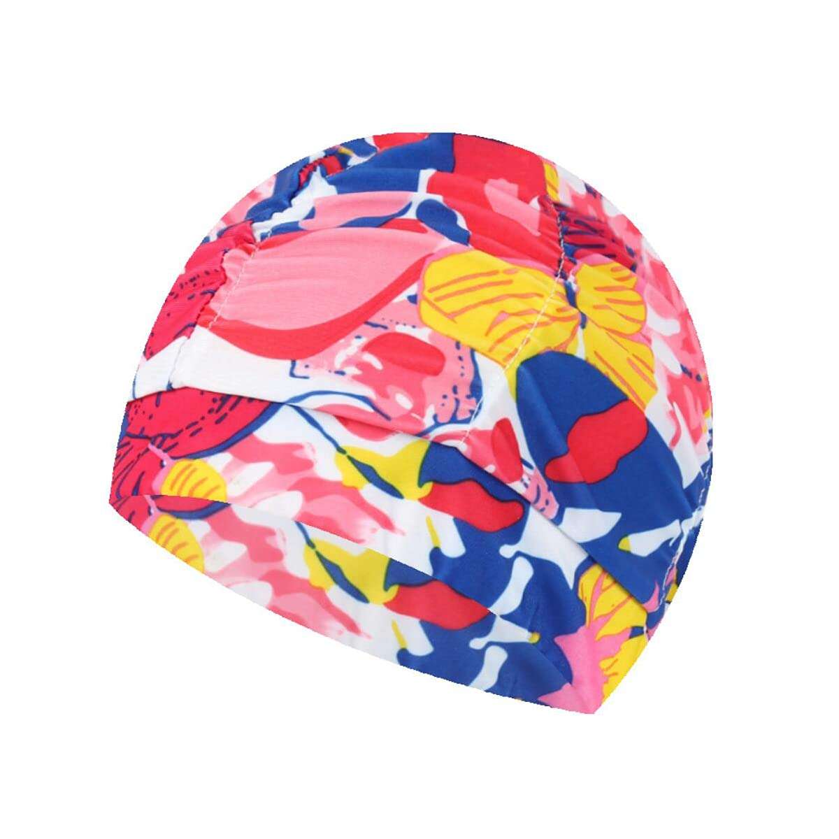 Misgirlot Pleated Swimming Cap Long Hair Swim Cap Nylon Cloth Swim Cap Durable Elastic Swim Hat Colorful Bathing Cap for Adult Men and Women 1