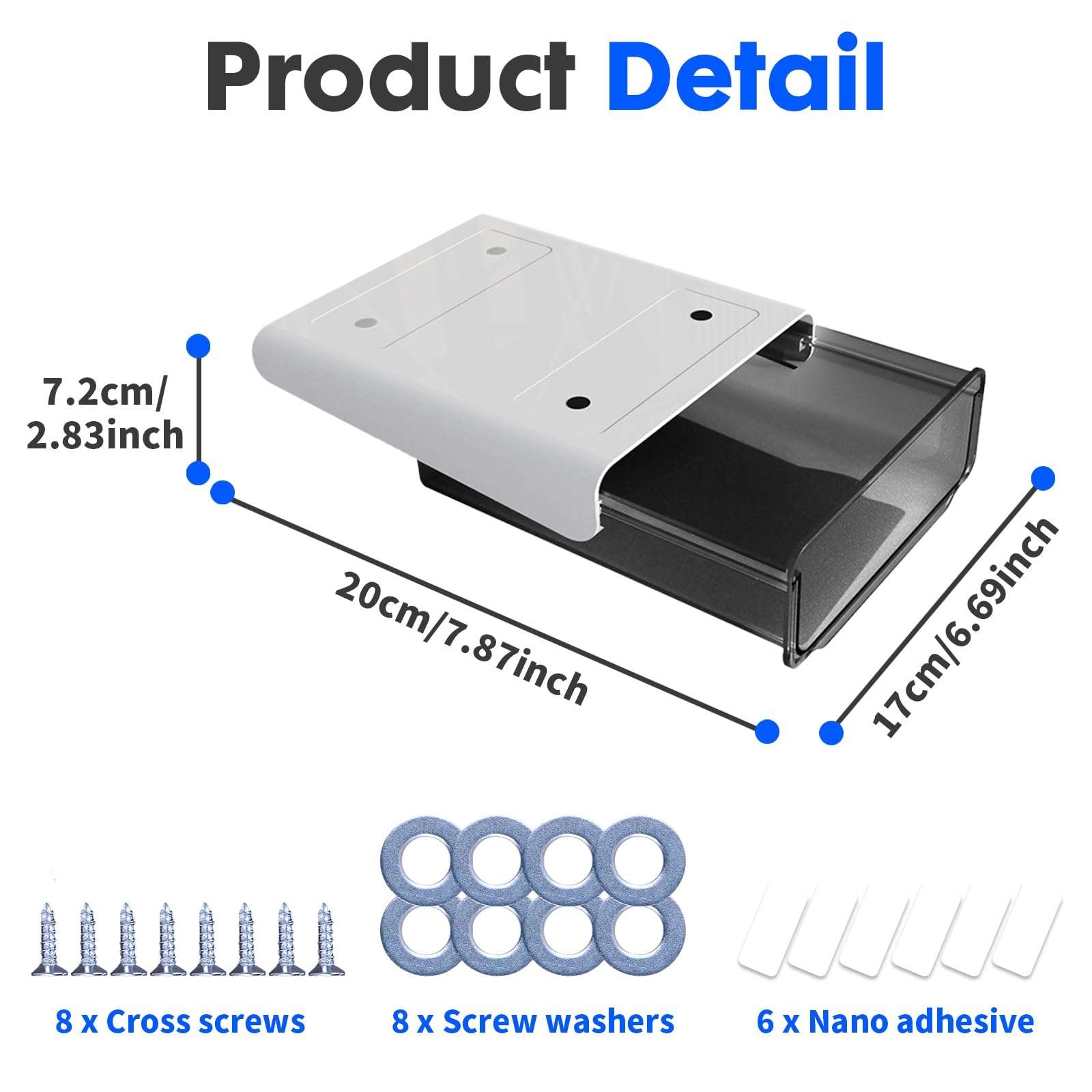 Davidsons Collection Self-adhesive Under Desk Drawer, 2 Packs Table Hidden Organizer Slide Out Large Storage Desktop Pencil Tray for Office Home School Kitchen , Matte Black 6