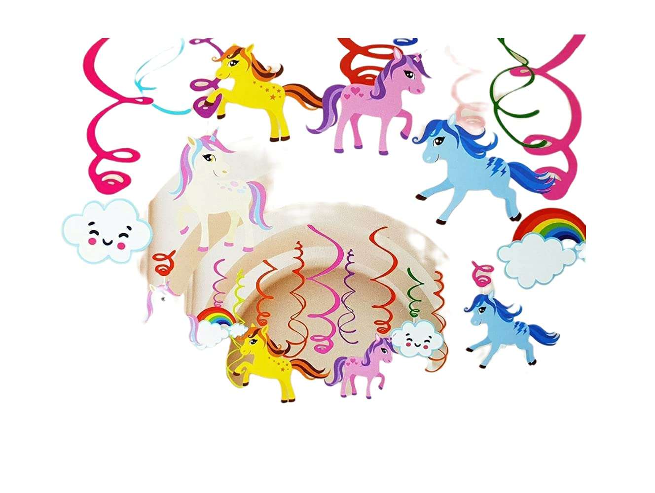 FunBlast Unicorn Theme Birthday Decorations Swirls Hanging Decorations 12 Pcs for Girls Party Decoration, Ceiling Decor Supplies, Swirl Backdrops, Magical Decorations 1