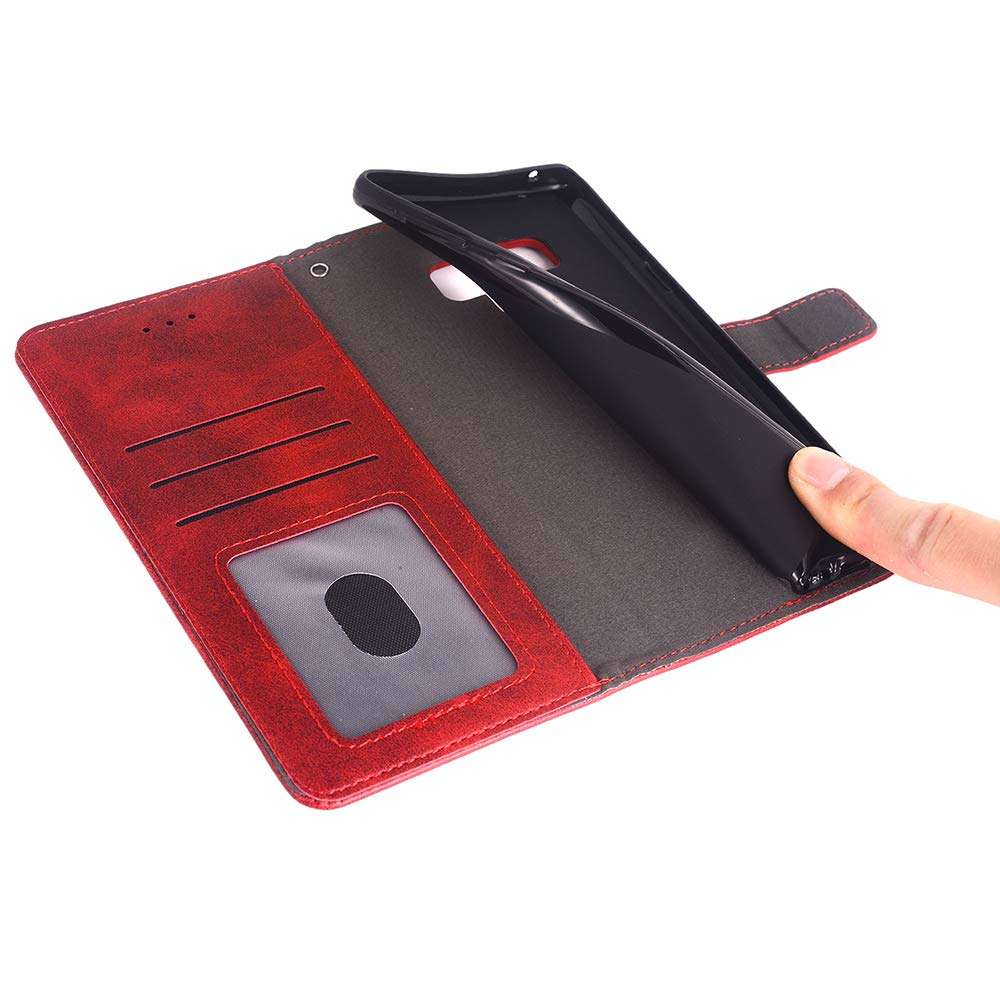 Phone Case for LG G7 ThinQ Folio Flip Wallet Case,PU Leather Credit Card Holder Slots Full Body Protection Kickstand Hard Hybrid Protective Phone Cover for LGG7 G 7 Plus Thin Q G7+ LGG7thinq Red 6