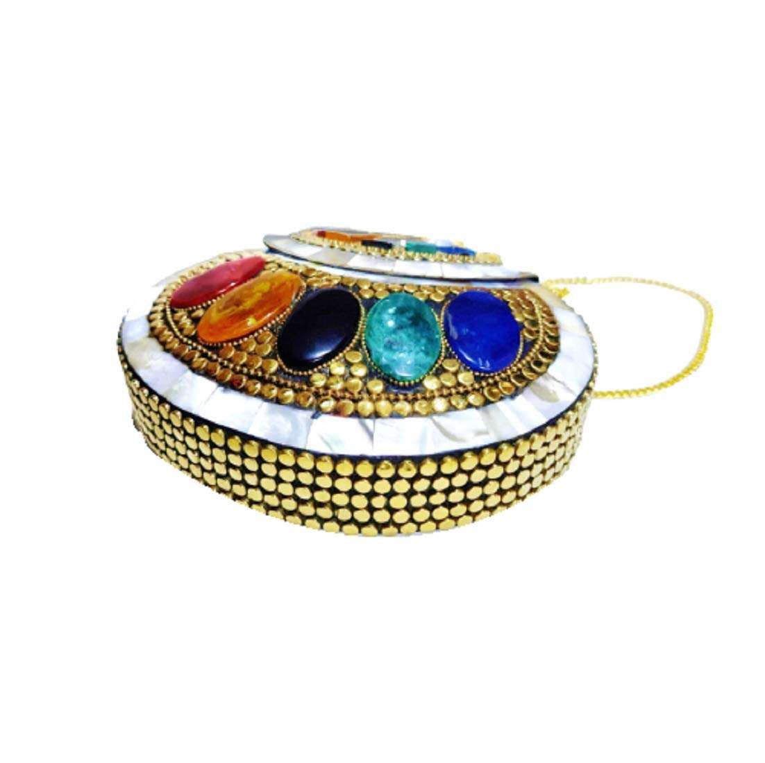 Real Art Decorative Stylish Hand Purse for Girls & Women (Material-Mozo, Color-Golden & Silver) Pack of 2 3