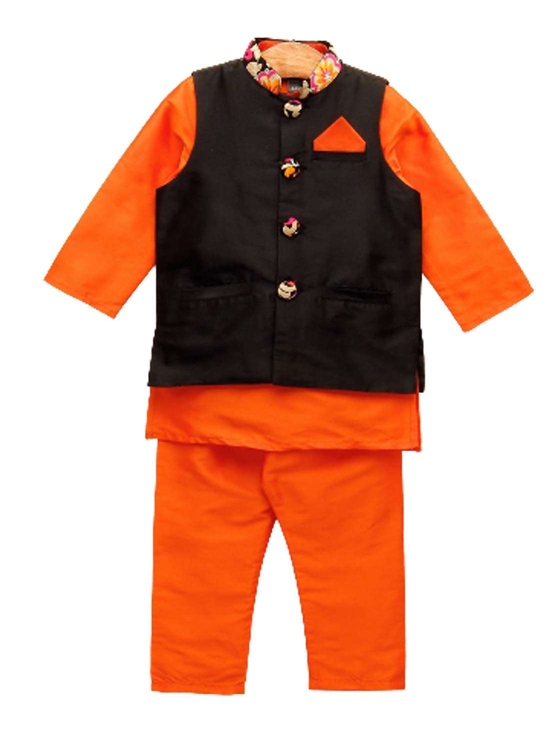 A.T.U.N. All Things Uber nice Boy's Solid Regular Pyjama Jacket Set (BJKP_Orange-Black 13-14 Years) 1